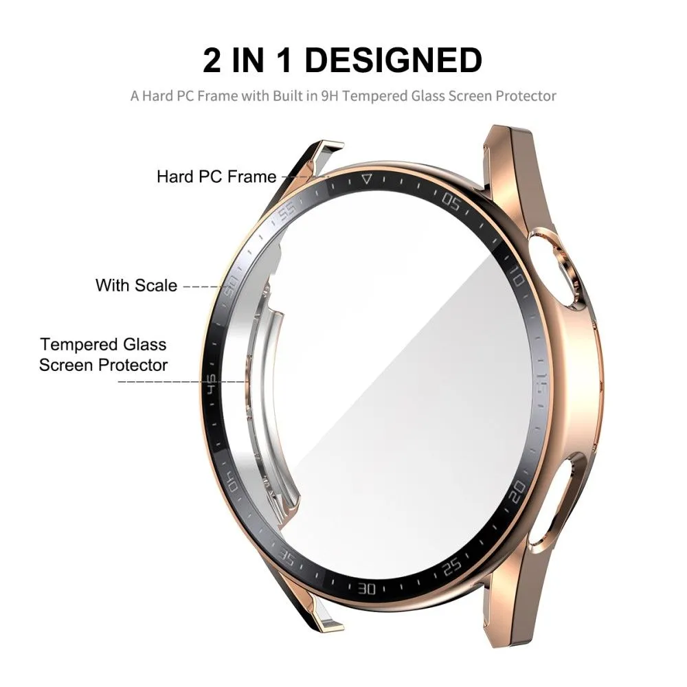 ENKAY Huawei Watch GT 3 (46mm) electroplated scale cover   tempered glass - Pink