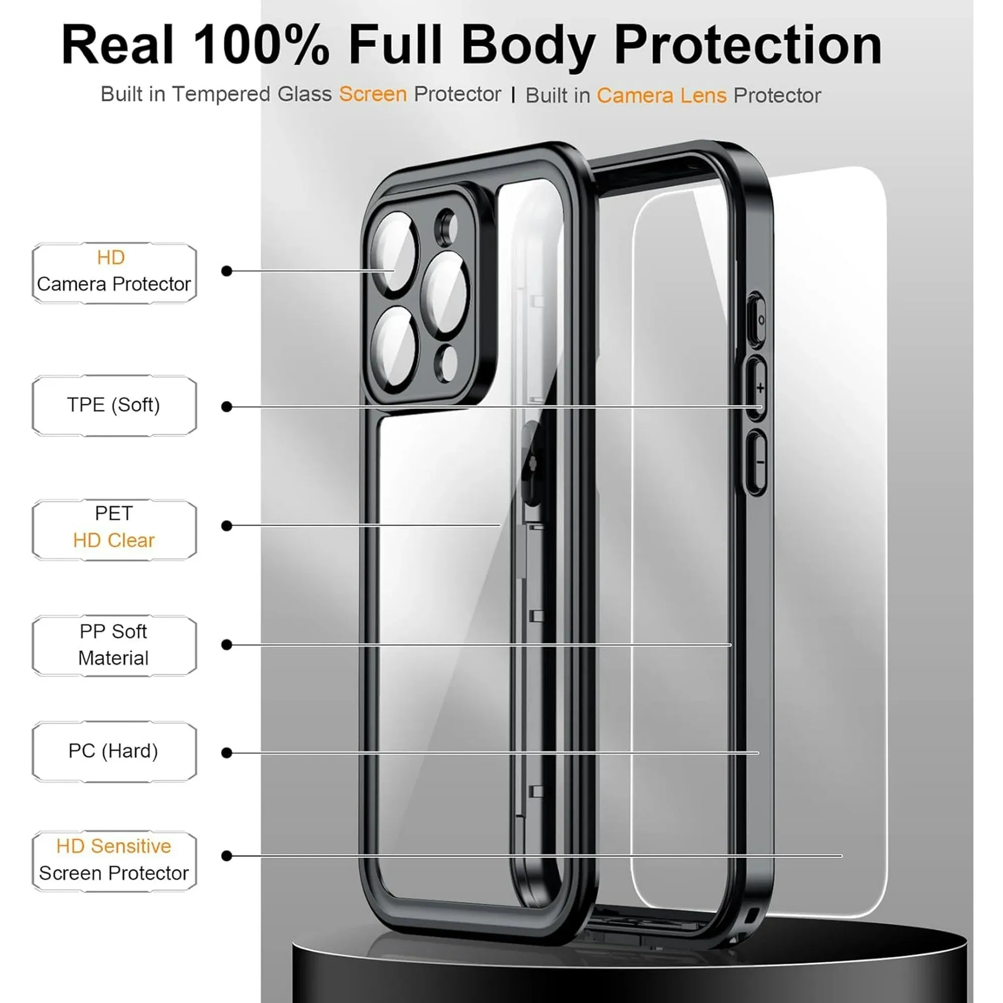 Entronix Waterproof Case for Apple iPhone 14 Case, Full Body Shockproof with Built In Screen Protector, Heavy Duty Cover