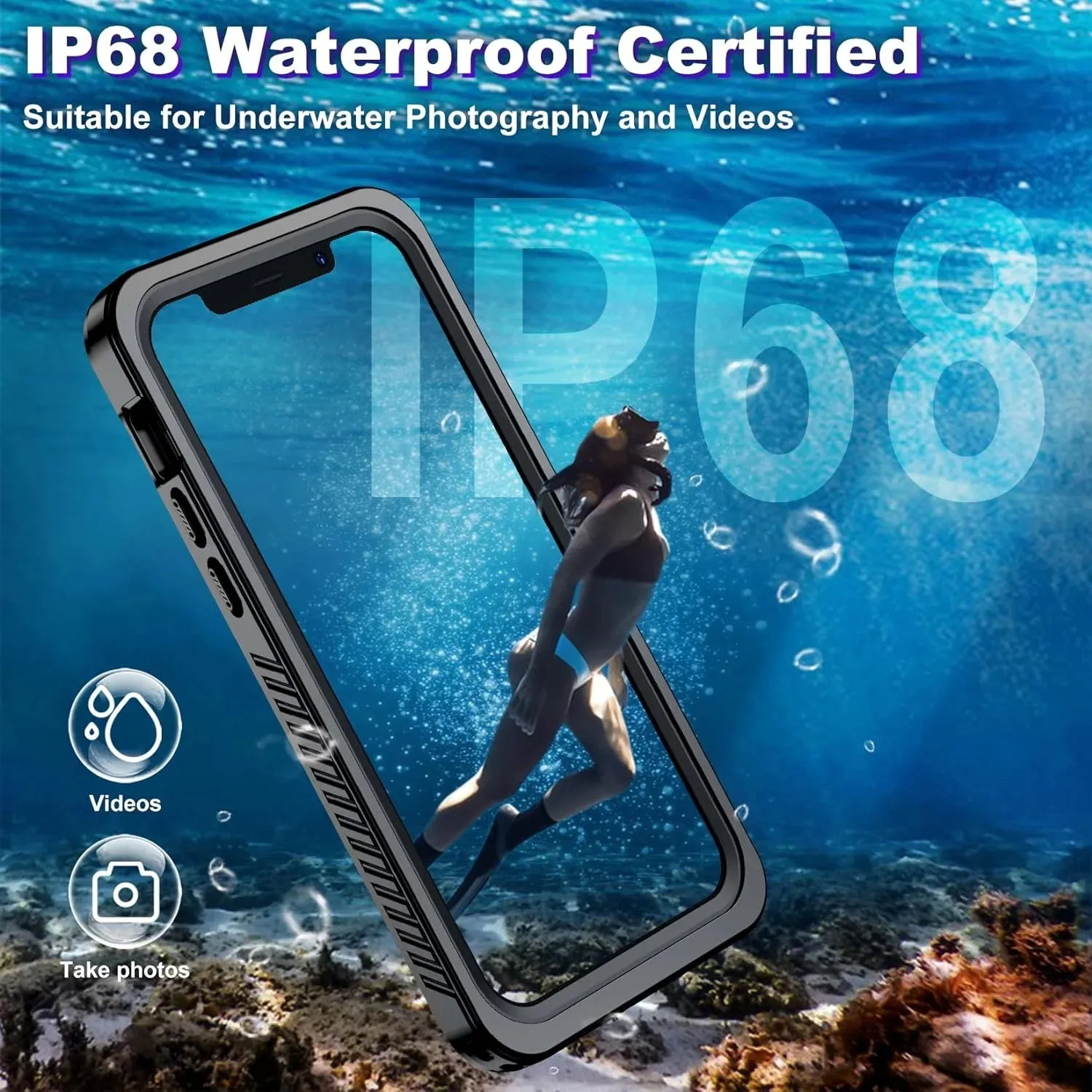 Entronix Waterproof Case for Apple iPhone 14 Case, Full Body Shockproof with Built In Screen Protector, Heavy Duty Cover