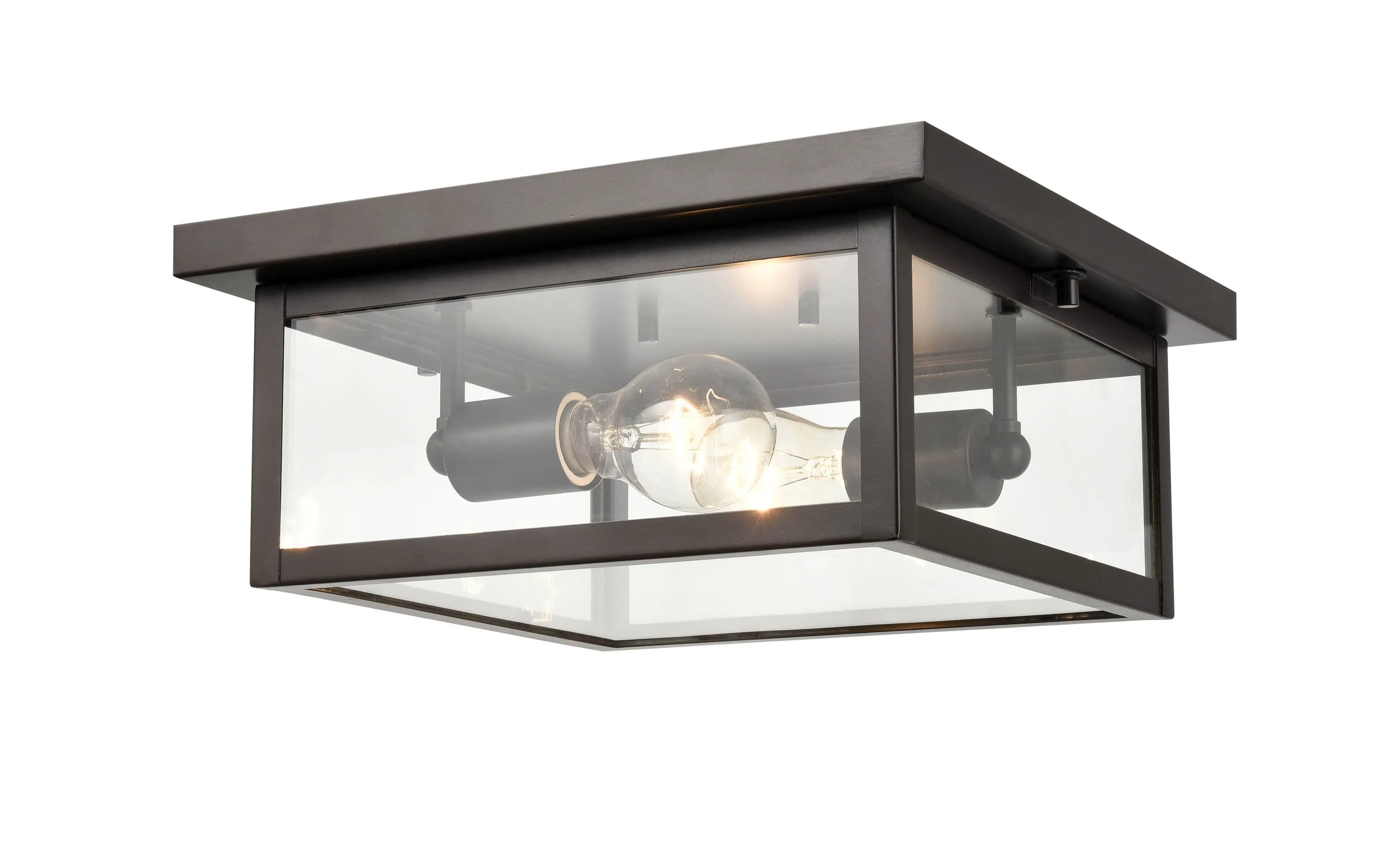 Evanton Outdoor Flush Mount Fixture - Powder Coated Bronze - Clear Glass - 12in. Diameter - E26 Medium Base