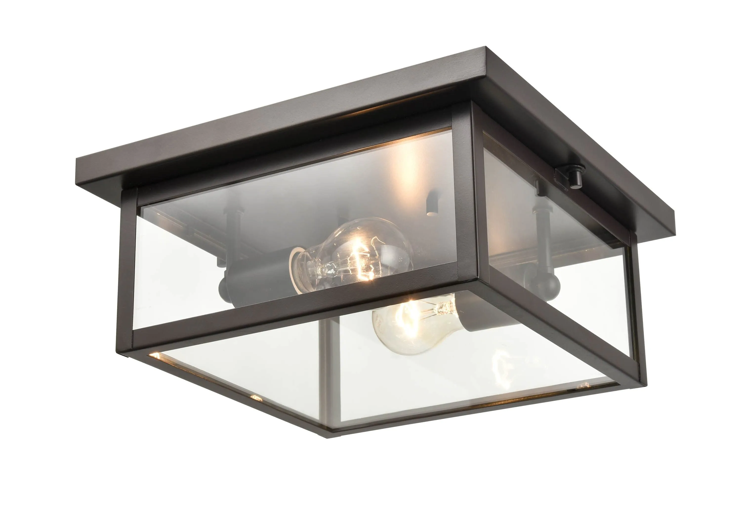 Evanton Outdoor Flush Mount Fixture - Powder Coated Bronze - Clear Glass - 12in. Diameter - E26 Medium Base