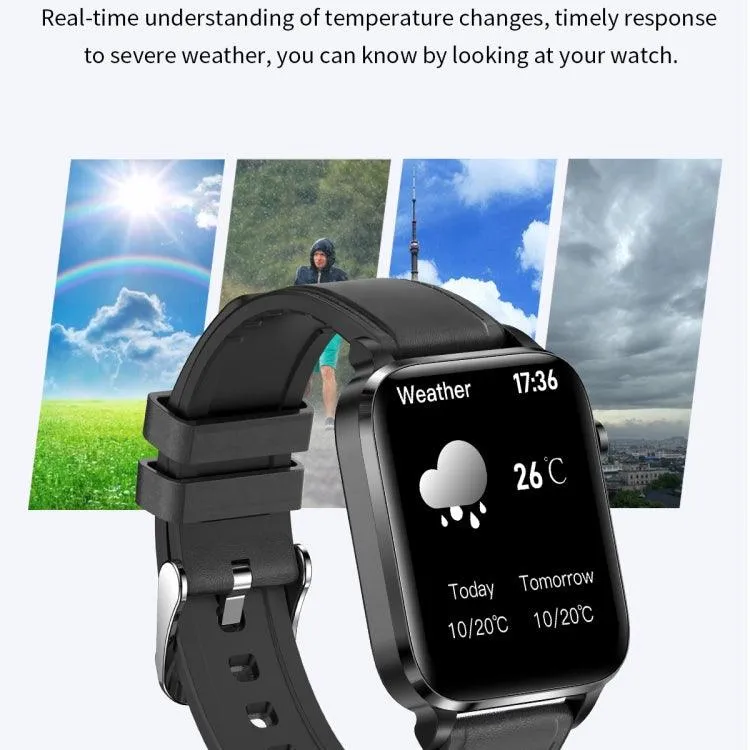 F100 1.7" HD Smart Watch with TPU Strap - Body Temperature & Blood Oxygen Monitoring Features