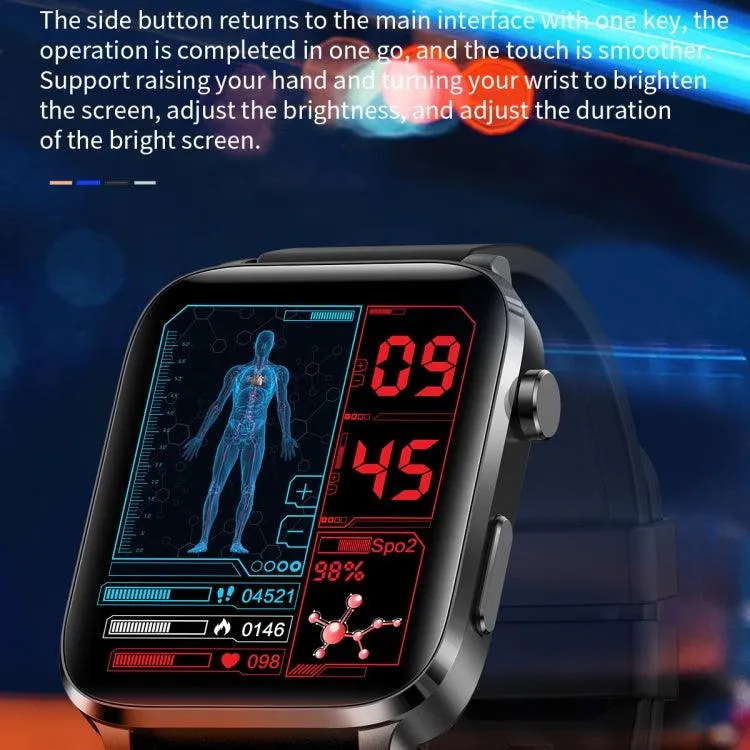 F100 1.7" HD Smart Watch with TPU Strap - Body Temperature & Blood Oxygen Monitoring Features