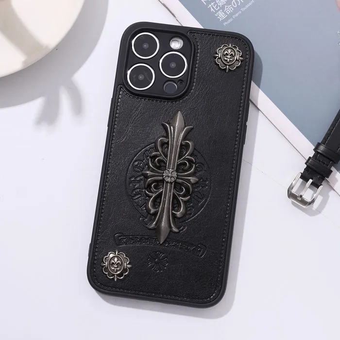 Fashion Chrome Hearts Leather Mobile Phone Case For IPhone