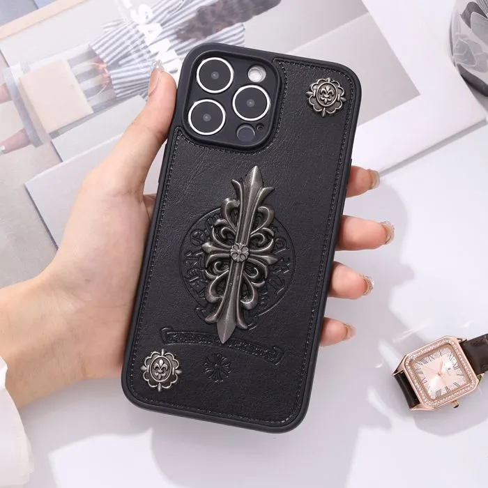 Fashion Chrome Hearts Leather Mobile Phone Case For IPhone