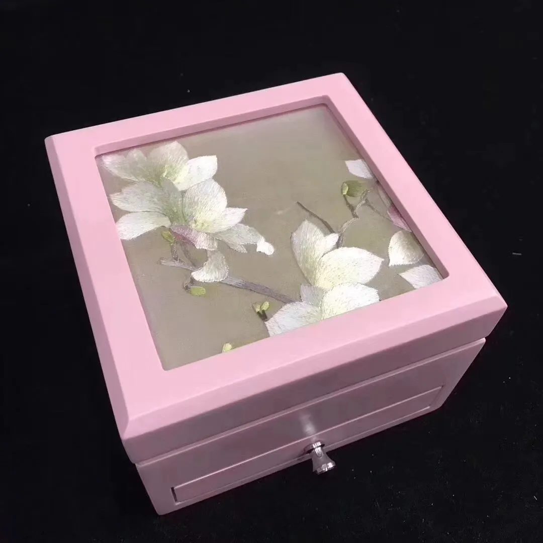 Fashion Hand double side Su Embroidery makeup box dressing case