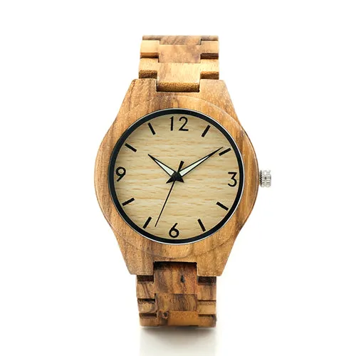 Fashion Men's Zebra Wood Watches