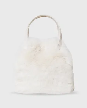 Faux Fur Mini Shopper Bag in Beige