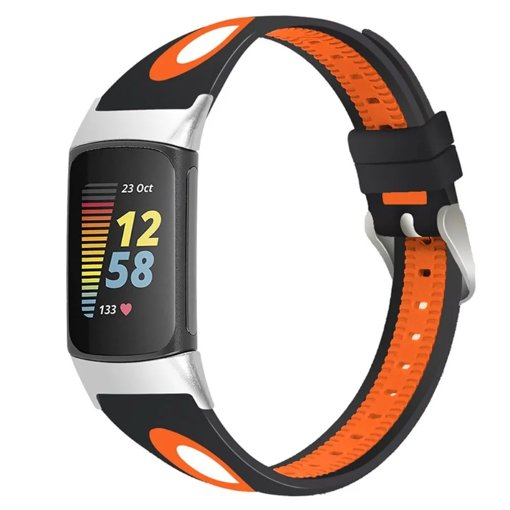 Fitbit Charge 5 bi-color silicone watch strap - Black / Orange