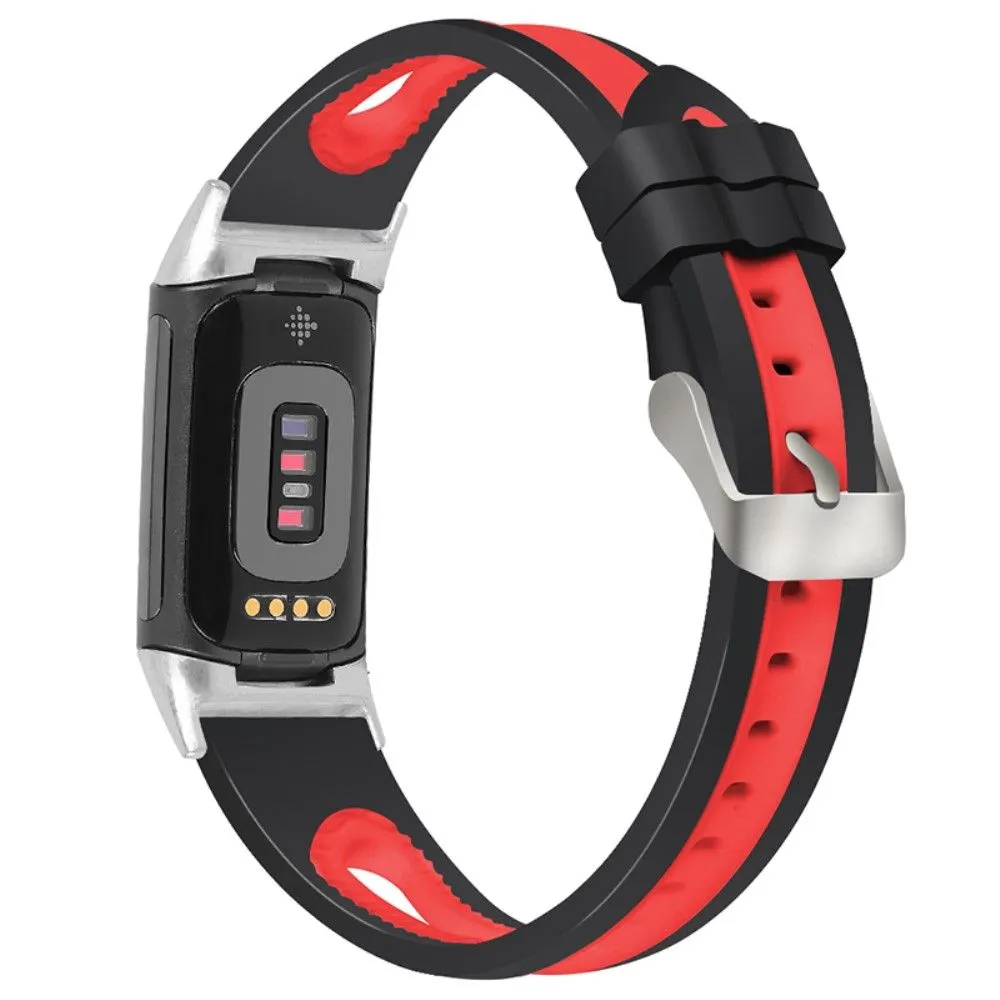 Fitbit Charge 5 bi-color silicone watch strap - Black / Red