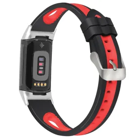 Fitbit Charge 5 bi-color silicone watch strap - Black / Red