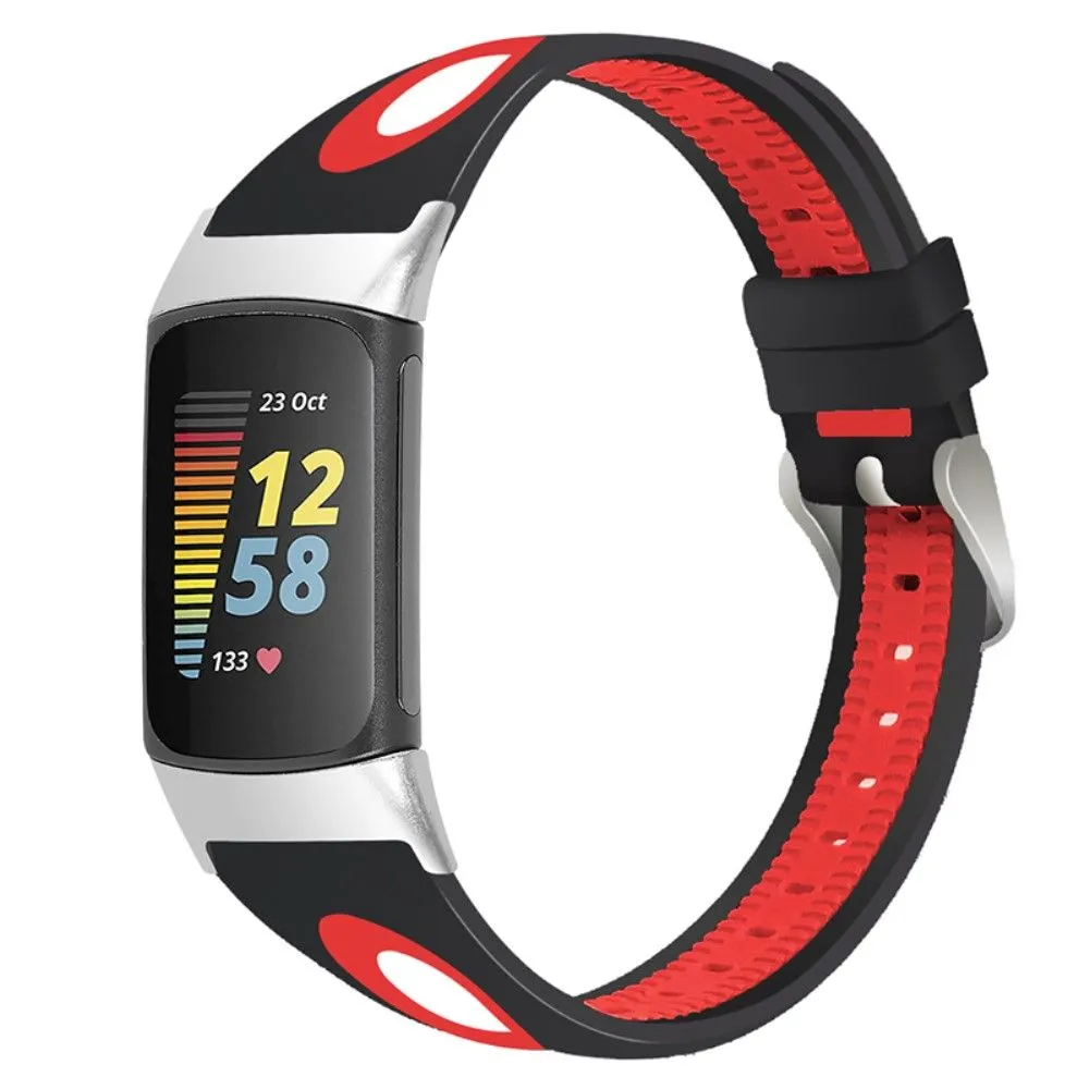 Fitbit Charge 5 bi-color silicone watch strap - Black / Red