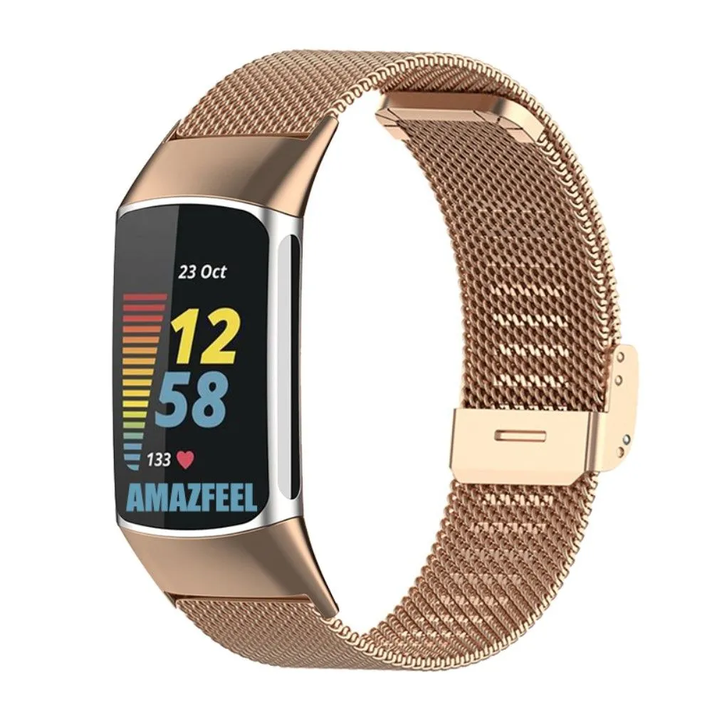 Fitbit Charge 5 luxurious style watch strap - Rose Gold