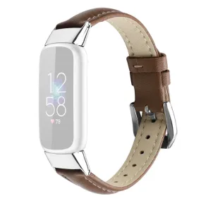 Fitbit Luxe genuine leather watch strap - Coffee / Size: L