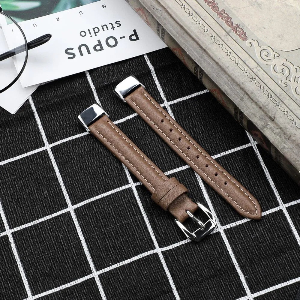 Fitbit Luxe genuine leather watch strap - Coffee / Size: L