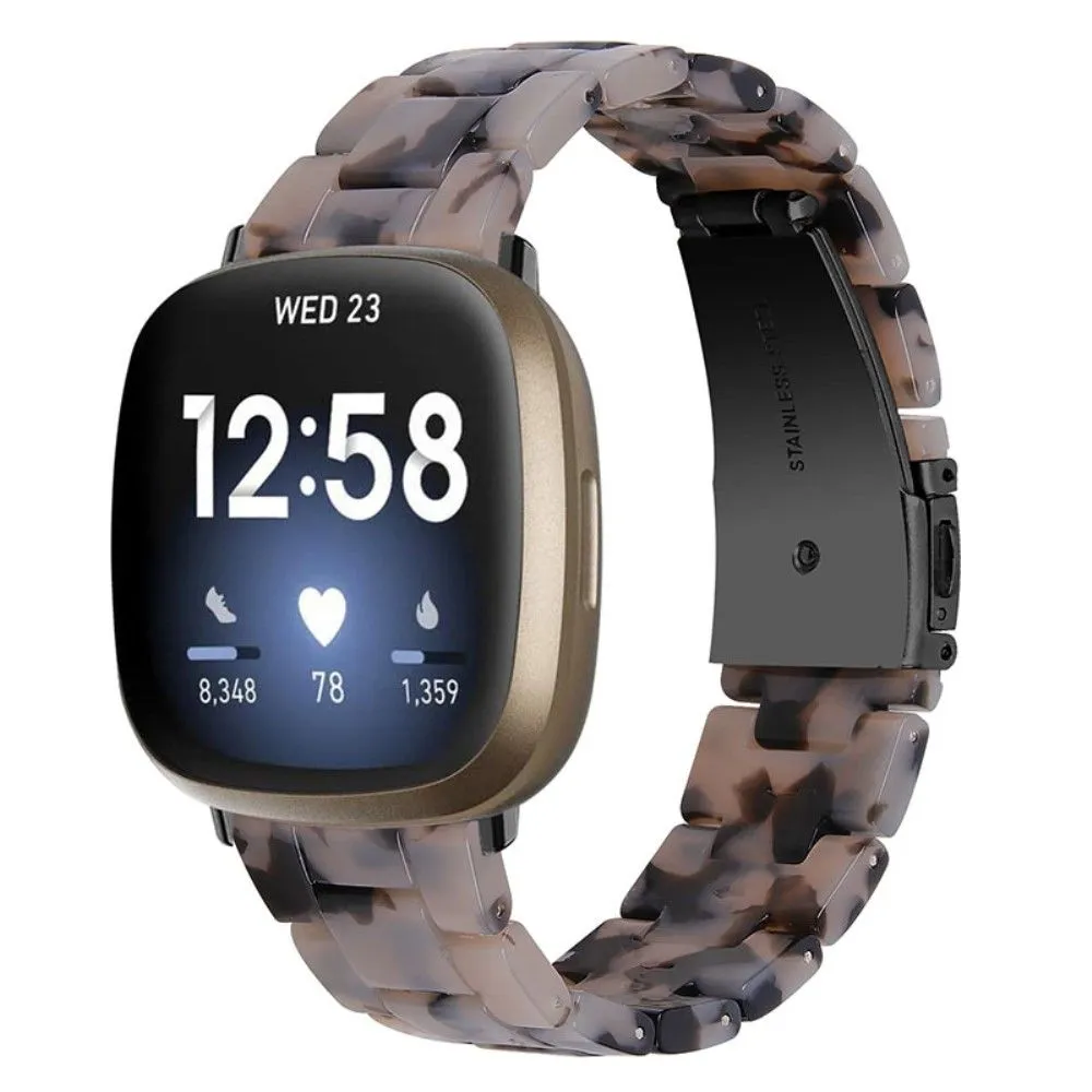 Fitbit Sense / Versa 3 resin bead watch strap - Black Grey