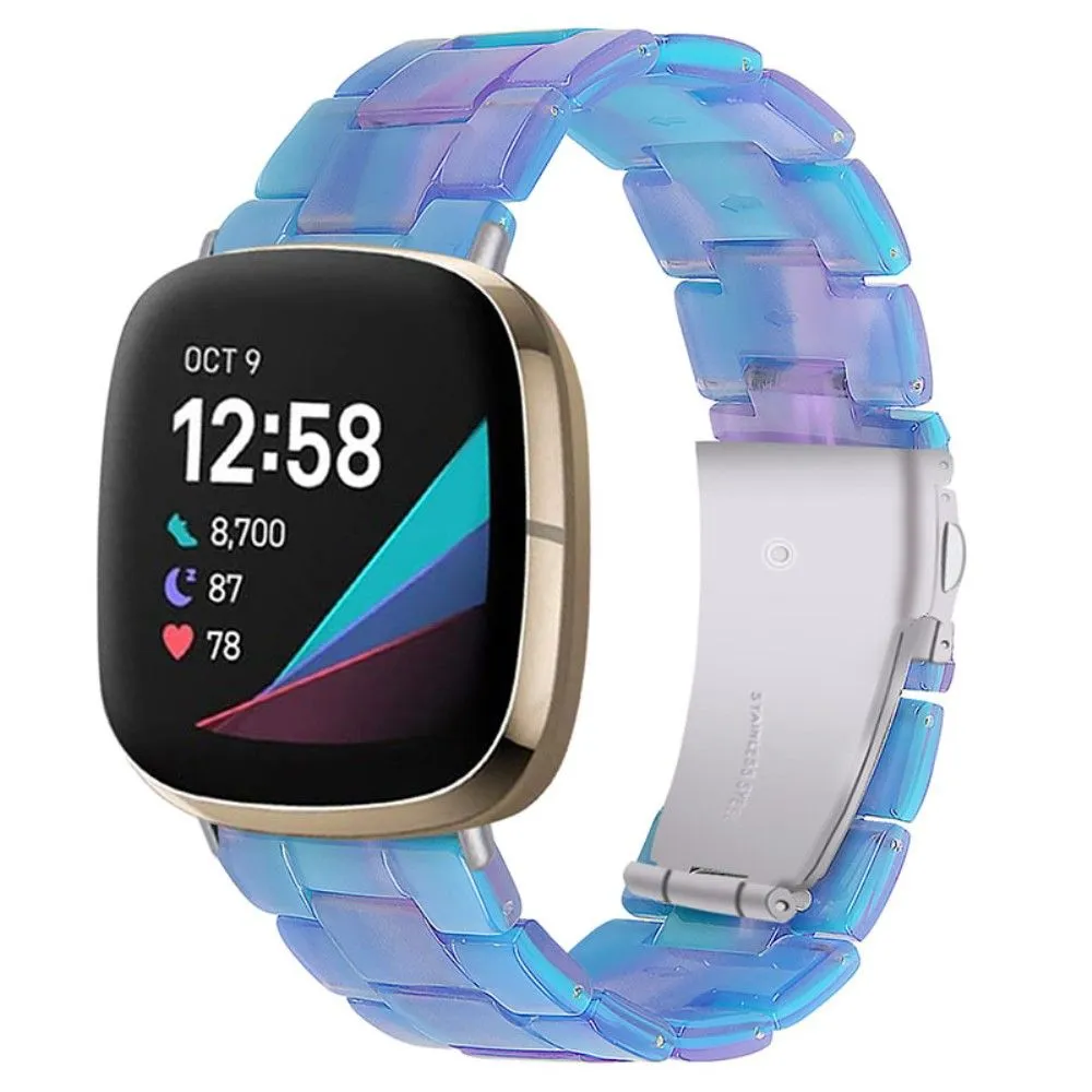 Fitbit Sense / Versa 3 resin bead watch strap - Blue / Pink