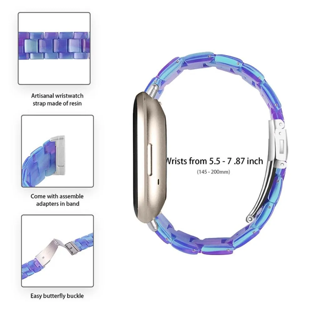 Fitbit Sense / Versa 3 resin bead watch strap - Blue / Pink