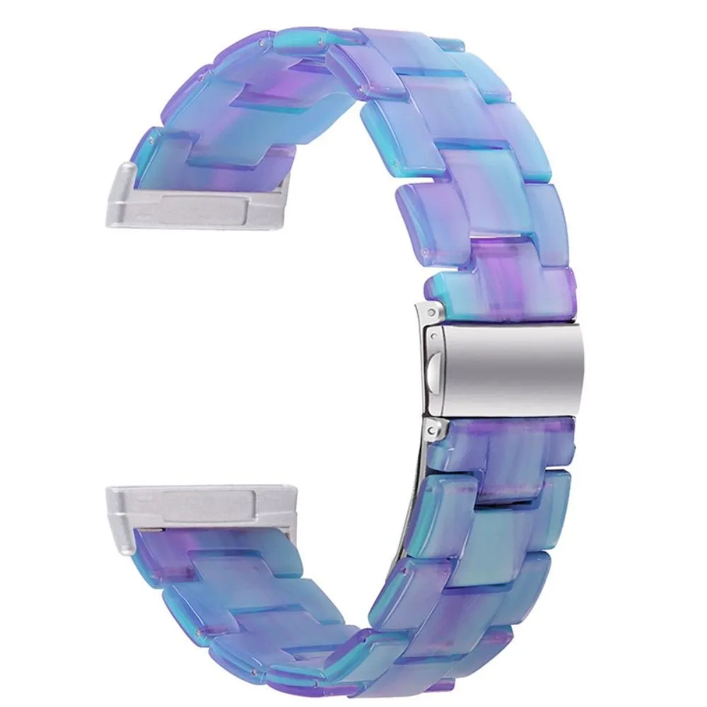 Fitbit Sense / Versa 3 resin bead watch strap - Blue / Pink