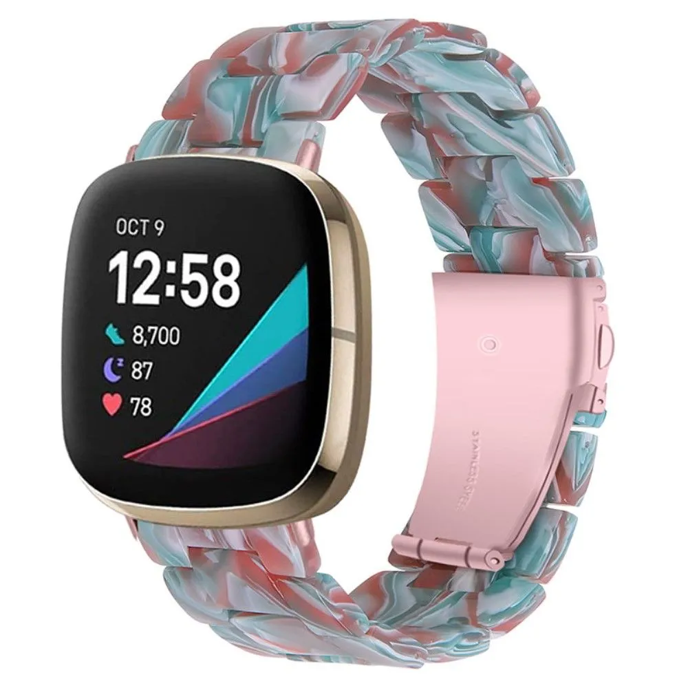 Fitbit Sense / Versa 3 resin bead watch strap - Emerald Red