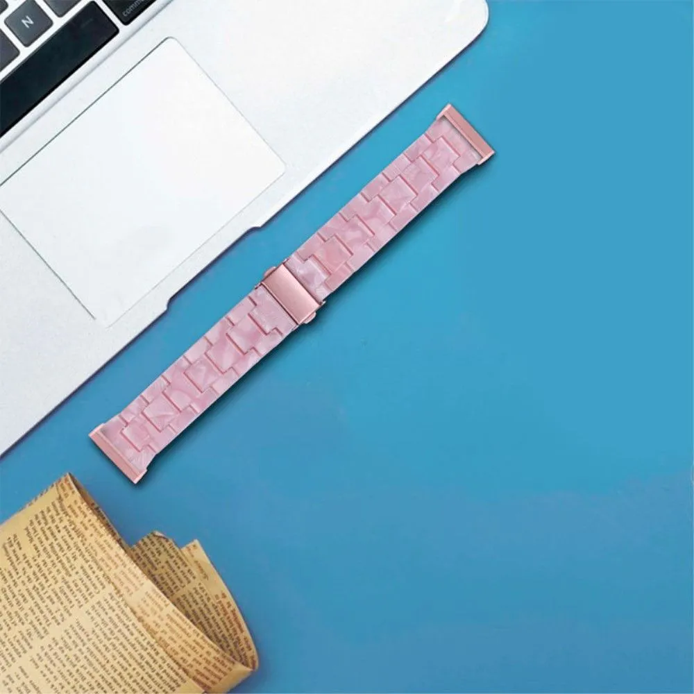 Fitbit Sense / Versa 3 resin bead watch strap - Pearl Light Pink