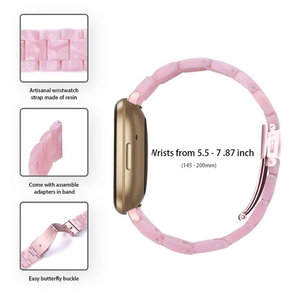 Fitbit Sense / Versa 3 resin bead watch strap - Pearl Light Pink