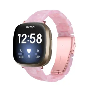 Fitbit Sense / Versa 3 resin bead watch strap - Pearl Light Pink