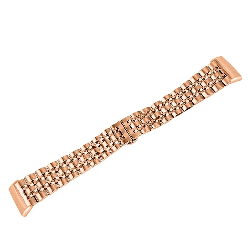 Fitbit Sense / Versa 7 bead stainless steel watch strap - Rose Gold