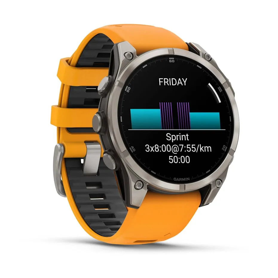 fēnix® 8 – 47 mm | AMOLED - Sapphire, Titanium with Spark Orange Band