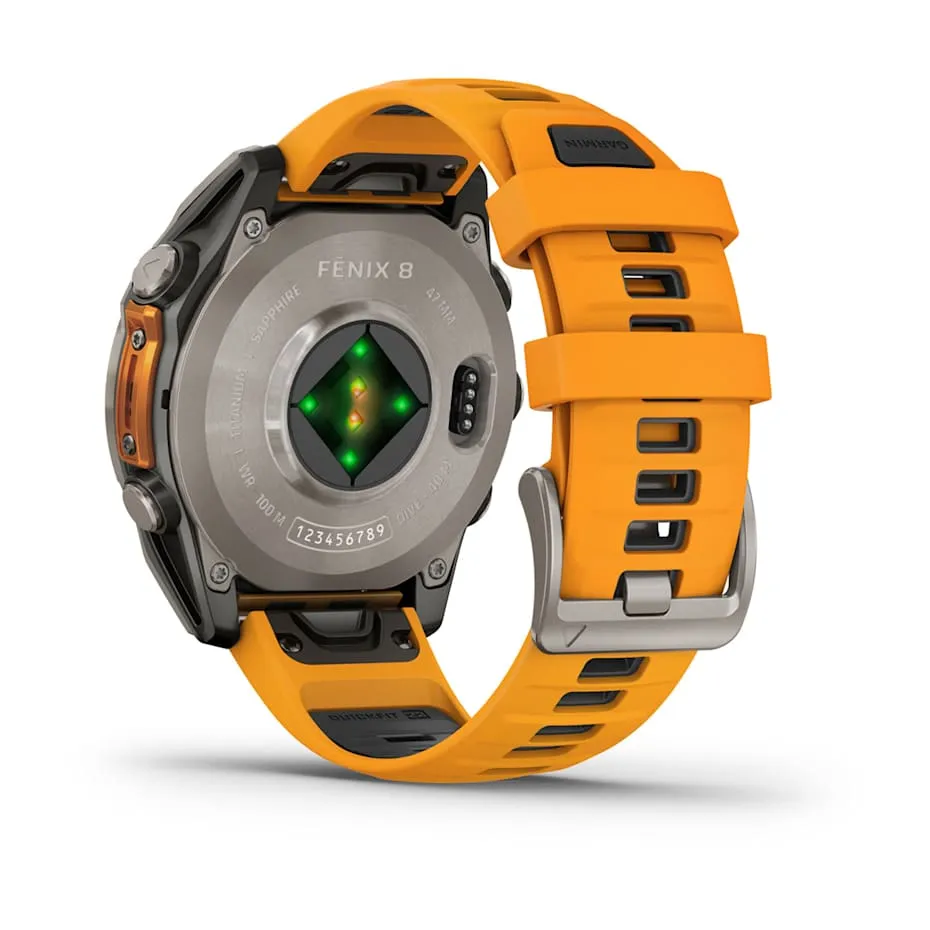 fēnix® 8 – 47 mm | AMOLED - Sapphire, Titanium with Spark Orange Band