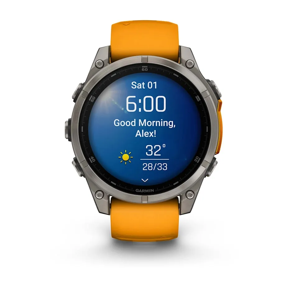 fēnix® 8 – 47 mm | AMOLED - Sapphire, Titanium with Spark Orange Band