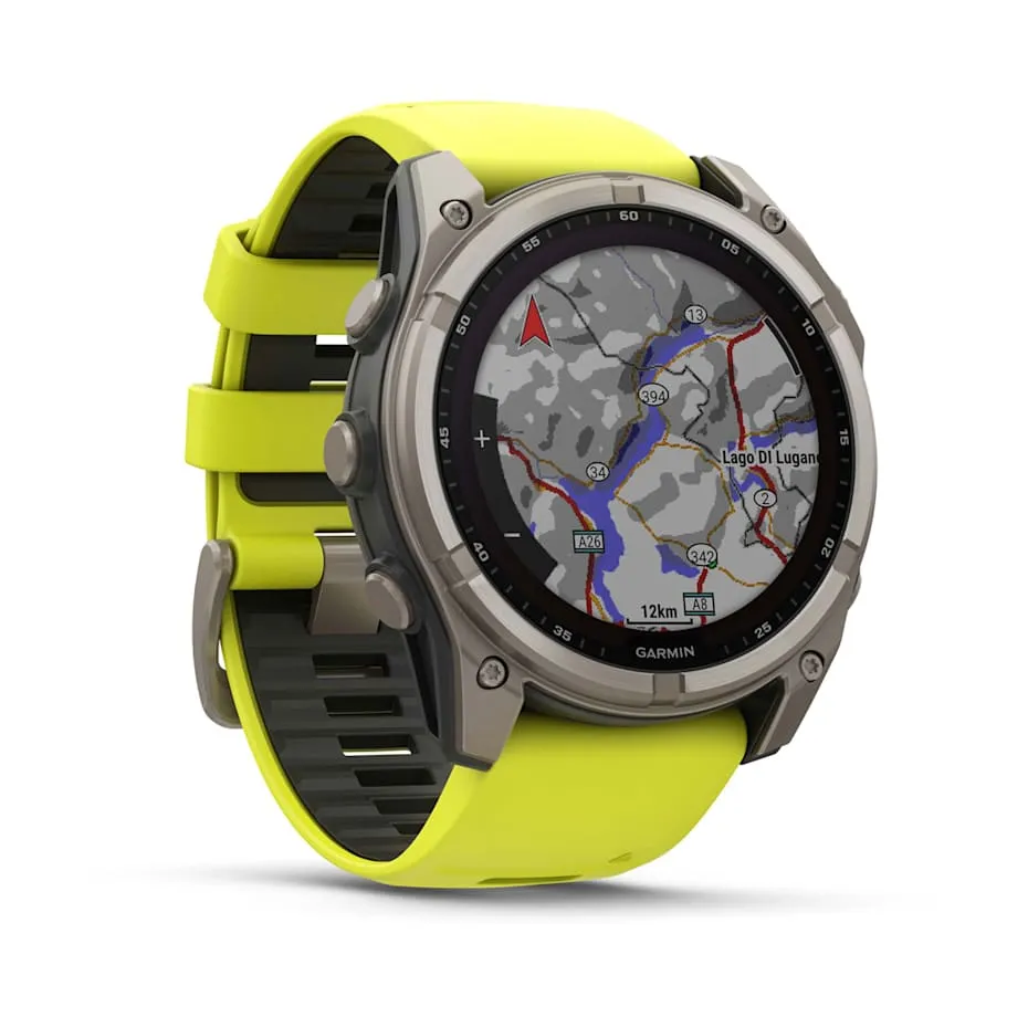 fēnix® 8 – 51 mm | Solar - Sapphire, Titanium with AMP Yellow Band