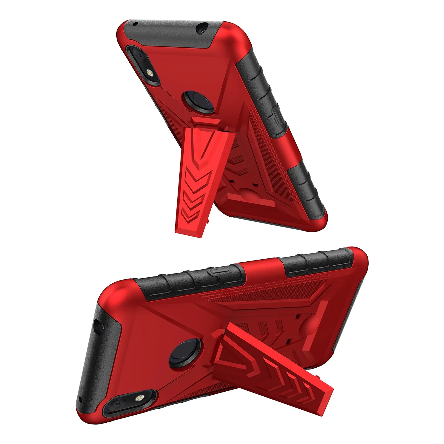 For Alcatel Jitterbug Smart3 Case ,Lively Smart Case with Tempered Glass Screen Protector Heavy Duty Protective Phone Case,Built-in Kickstand Rugged Shockproof Protective Phone Case - Red