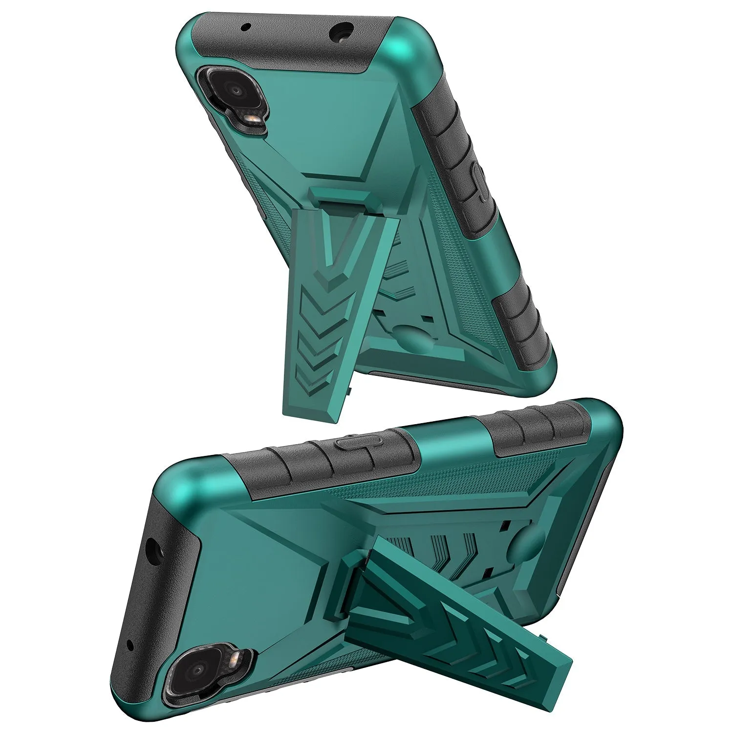 For TCL Ion Z/A3/A30 Case with Tempered Glass Screen Protector Heavy Duty Protective Phone Case,Built-in Kickstand Rugged Shockproof Protective Phone Case - Teal