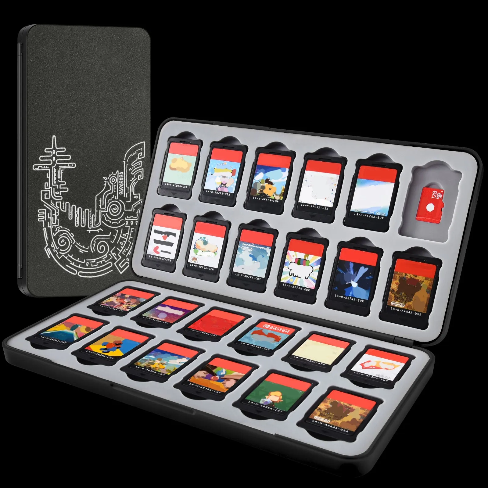 FUNLAB Switch Game Storage with 24 Card Storage - Gray Black