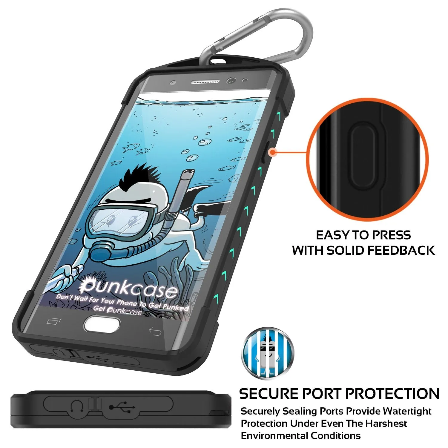 Galaxy Note FE Waterproof Case, Punkcase WEBSTER Series, Teal | Heavy Duty Armor Cover