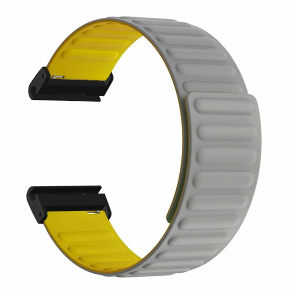 Garmin Fenix 5X Plus Silicone Sport Magnetic Wristband - Gray / Yellow