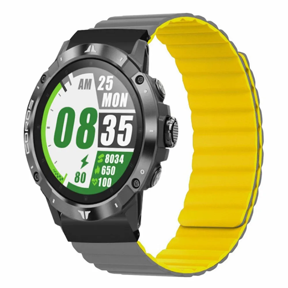 Garmin Fenix 5X Plus Silicone Sport Magnetic Wristband - Gray / Yellow