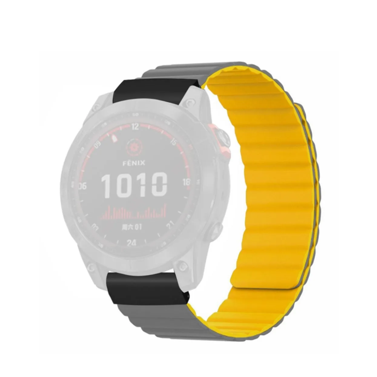 Garmin Fenix 5X Plus Silicone Sport Magnetic Wristband - Gray / Yellow