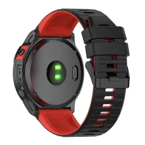 Garmin Fenix 7X dual color silicone watch strap - Black / Red