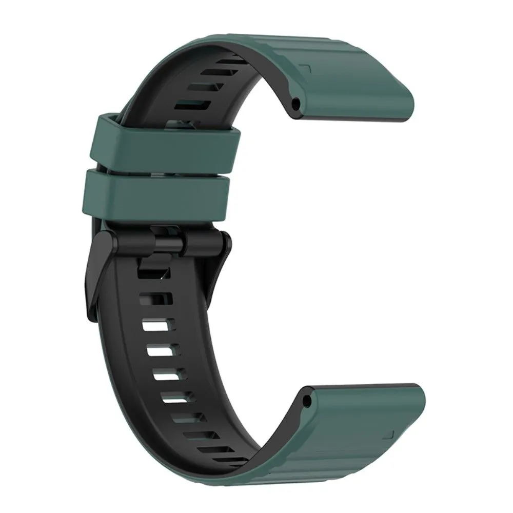 Garmin Fenix 7X dual color silicone watch strap - Olive Green / Black