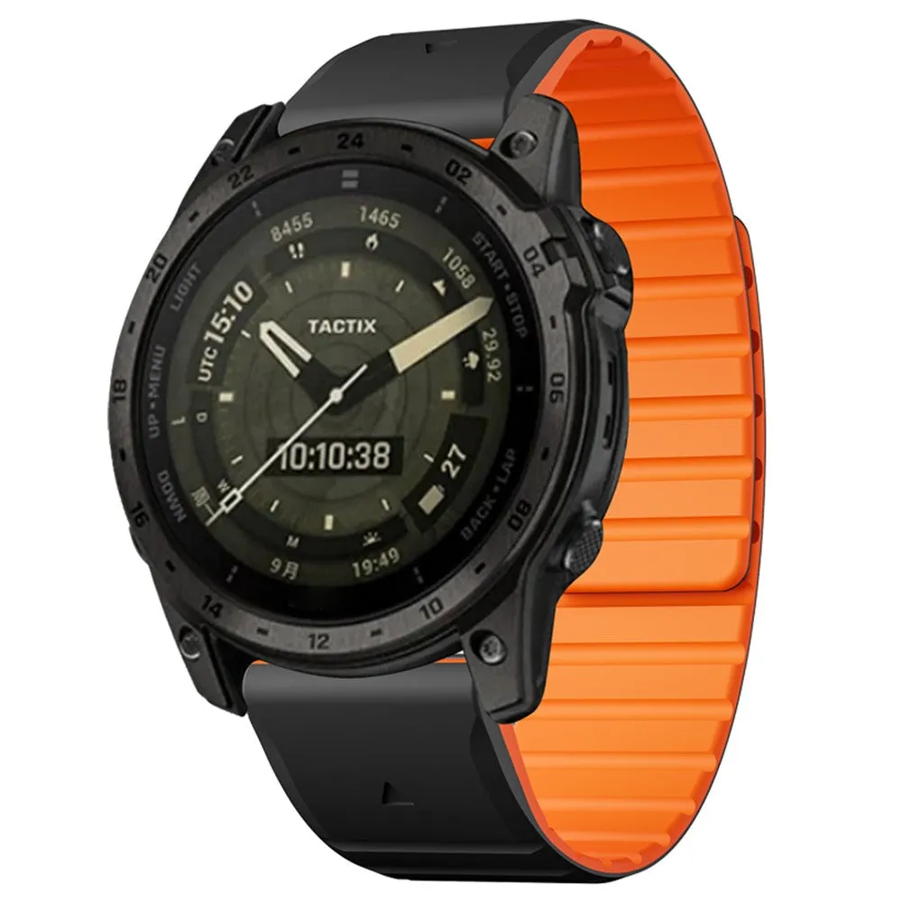 Garmin Instinct Standard Edition Magnetic Silicone Dual Color Bracelet with 22mm quick release (joint circumference: 170-230mm) - Black / Orange