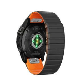 Garmin Instinct Standard Edition Magnetic Silicone Dual Color Bracelet with 22mm quick release (joint circumference: 170-230mm) - Black / Orange