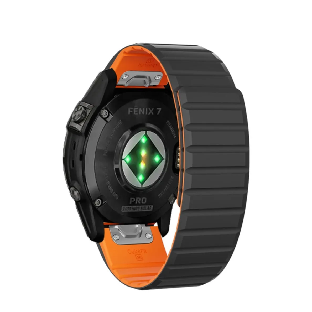 Garmin Instinct Standard Edition Magnetic Silicone Dual Color Bracelet with 22mm quick release (joint circumference: 170-230mm) - Black / Orange