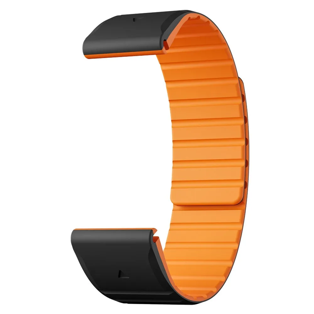 Garmin Instinct Standard Edition Magnetic Silicone Dual Color Bracelet with 22mm quick release (joint circumference: 170-230mm) - Black / Orange