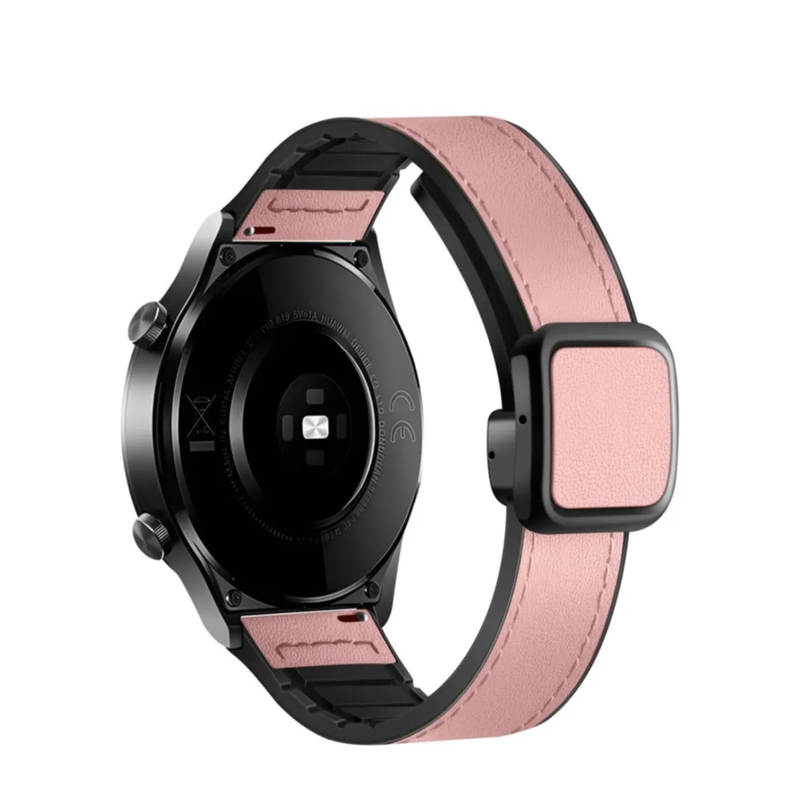 Garmin Venu 2 Plus silicone wristband with synthetic leather layer   magnetic clasp - Pink