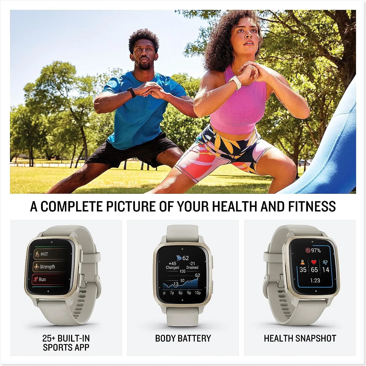 Garmin Venu SQ 2 GPS Smartwatch with All-day Health Monitoring, Cool Mint and Metallic Mint