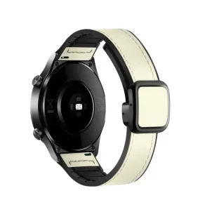 Garmin Venu Sq Music silicone wristband with synthetic leather layer   magnetic clasp - cream color