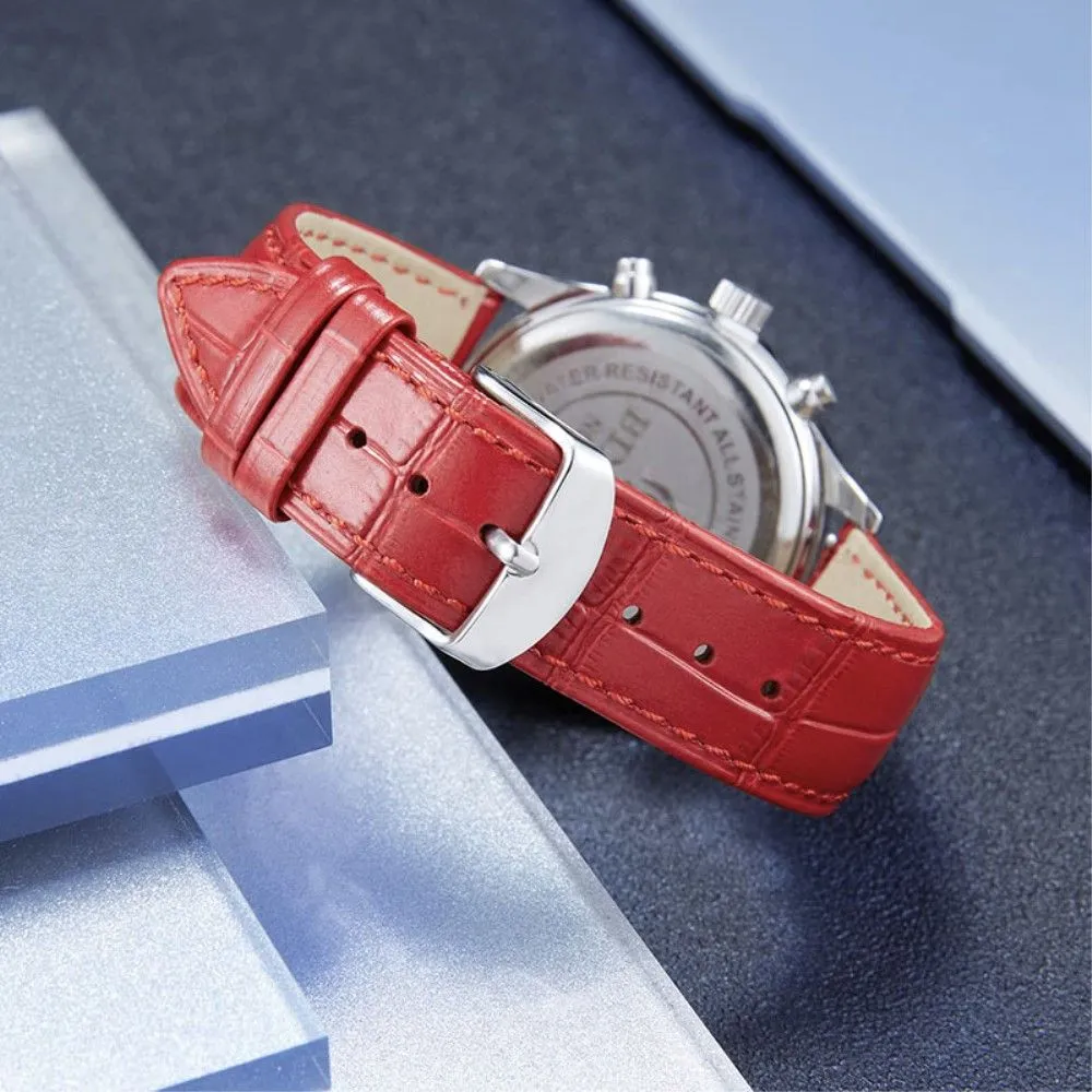 Garmin Vivoactive 4 crocodile pattern leather watch strap - Red