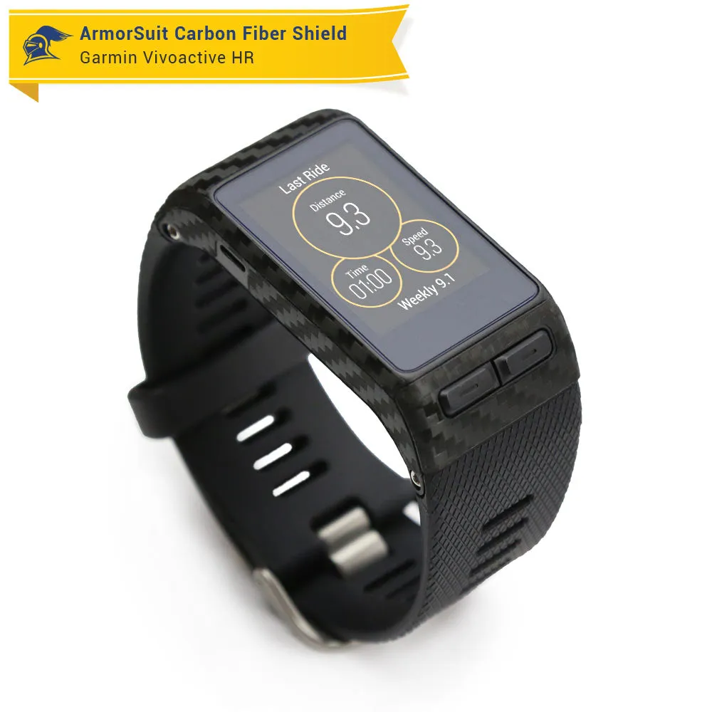 Garmin Vivoactive HR Screen Protector   Black Carbon Fiber Skin